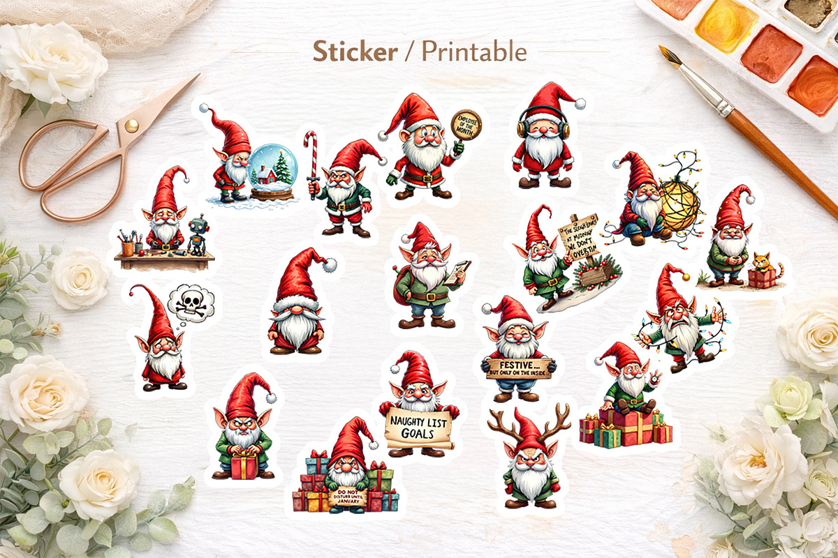 Sarcastic Christmas Gnome Clipart, an Illustration by Artnoy (Photo 7 of 8)