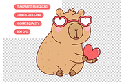 Cute Valentines Capybara Clipart Set, an Illustration by TatiMockup (Thumbnail 4 of 4)