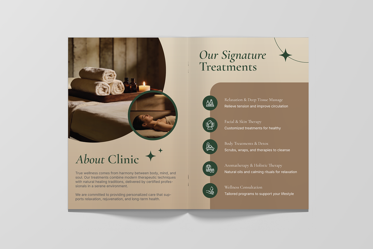 Spa Wellness Clinic Bifold Brochure, a Brochure Template by Annora Studio (Photo 2 of 6)