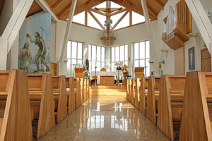 Empty catholic church interior, an Architecture Photo by BOOCYS