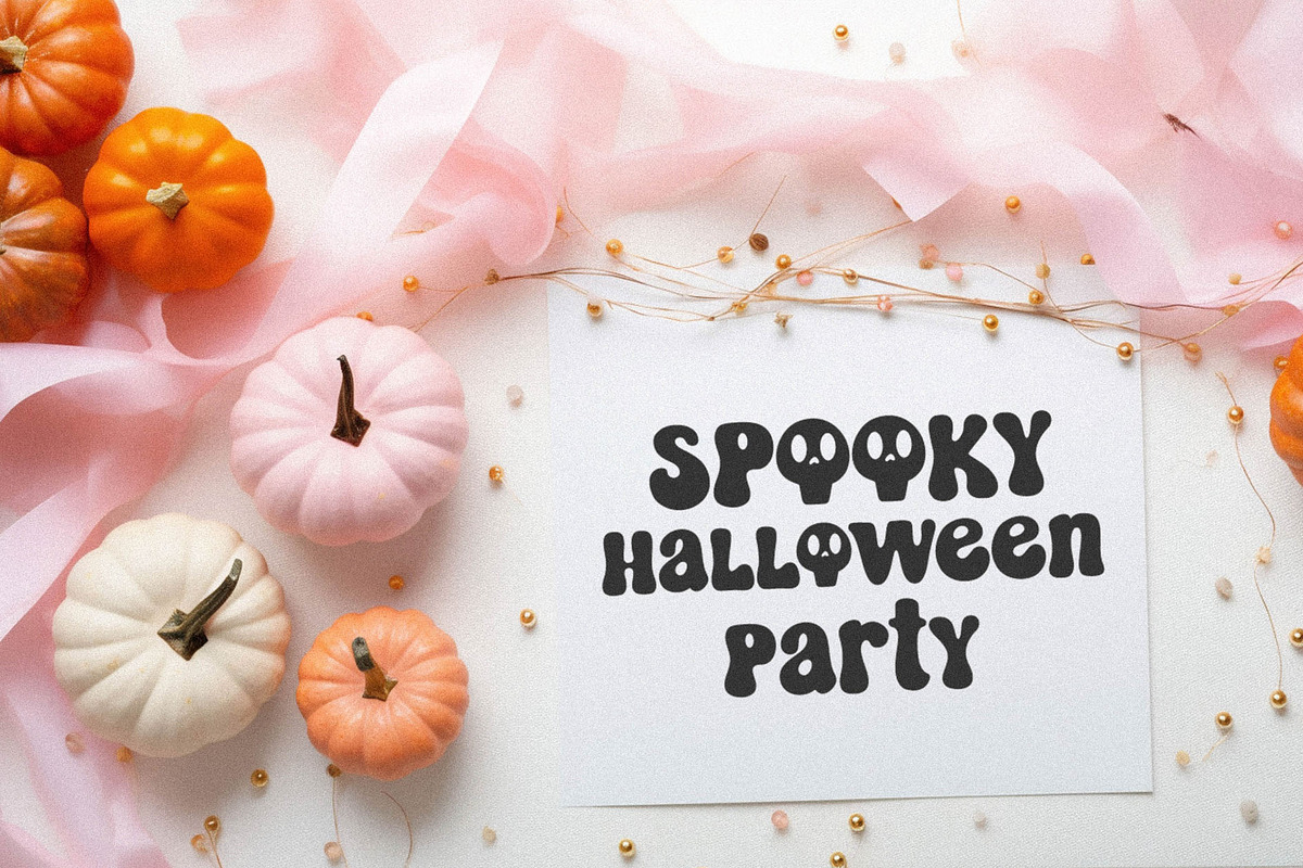 Cute&Spooky Groovy Halloween Font, a Script Font by BarcelonaShop (Photo 8 of 9)