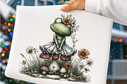 Whimsical Watercolor Frog Clipart, an Illustration by SinaCreation (Thumbnail 8 of 9)