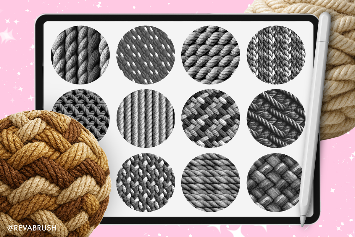Procreate Rope texture brushes, a Brush Add-On by Revabrush (Photo 4 of 7)