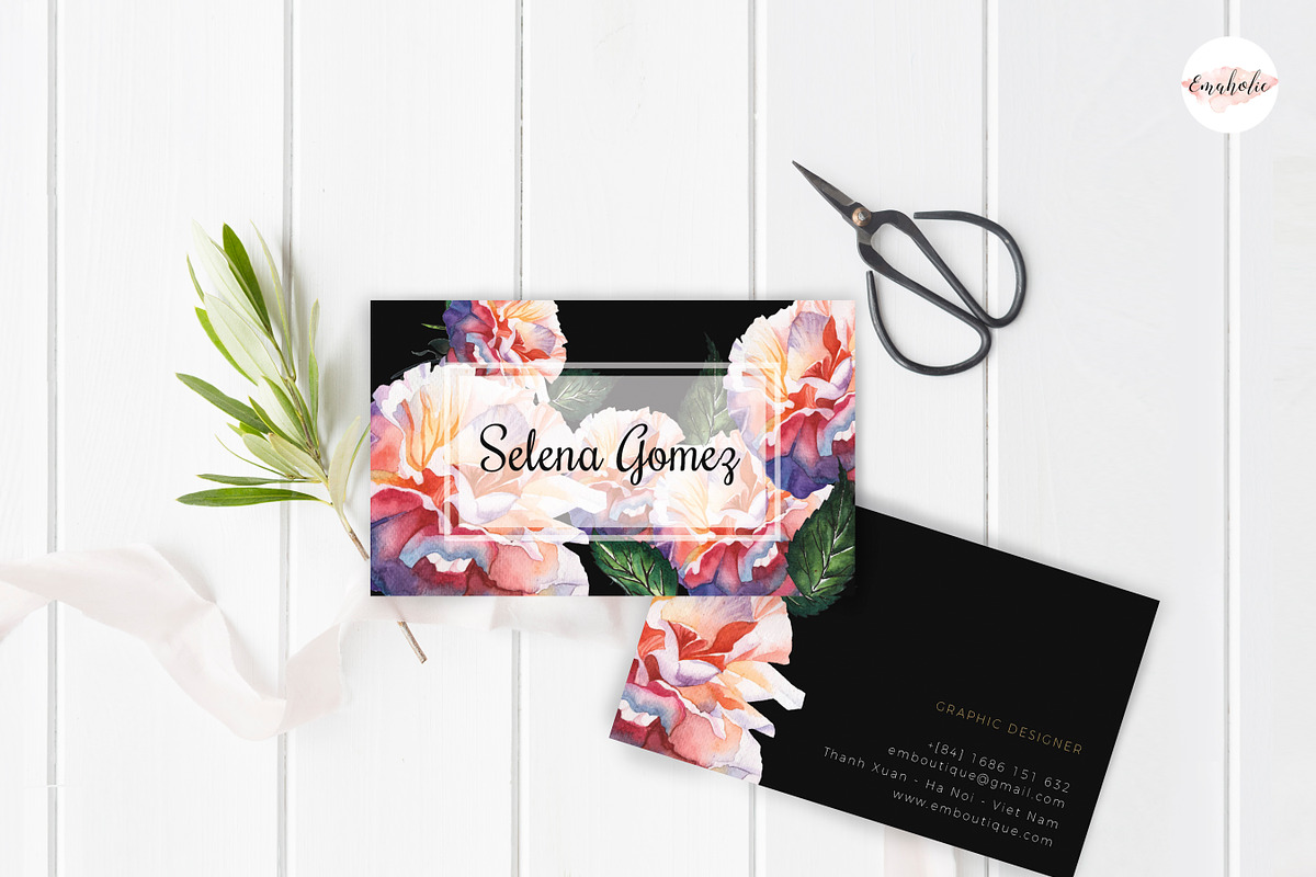 Floral Business Card Template, a Resume Template by Emaholic Template (Photo 5 of 5)