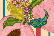 Peach, Chrysanthemum and Dragonfly, a Pattern Graphic by NayaChu (Thumbnail 4 of 9)