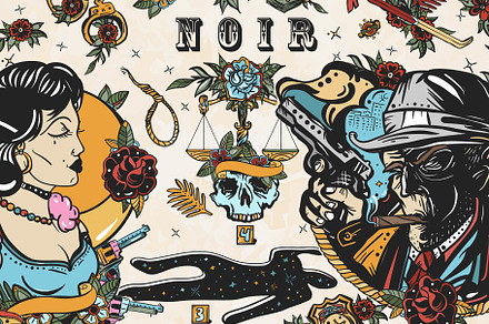 Noir old school tattoo