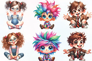 Funny Cartoon Quirky Girls Clipart, an Illustration by CraftArtStudio (Thumbnail 2 of 6)