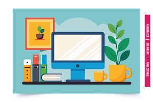Desk with Plant & Coffee, an Illustration by Tanuart