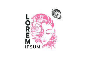 Beauty woman silhouette with flower