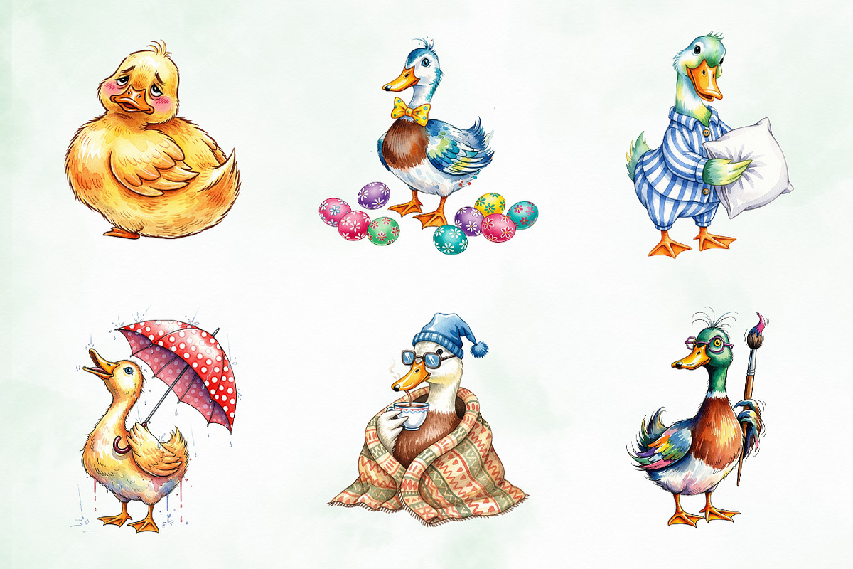 Quirky Duck Sublimation Clipart, an Illustration by Creative Art (Photo 6 of 9)