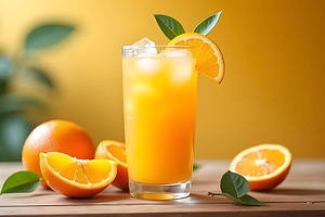 resh Orange Juice With Ice And Slice, a Photo by LOGOCREATIVE