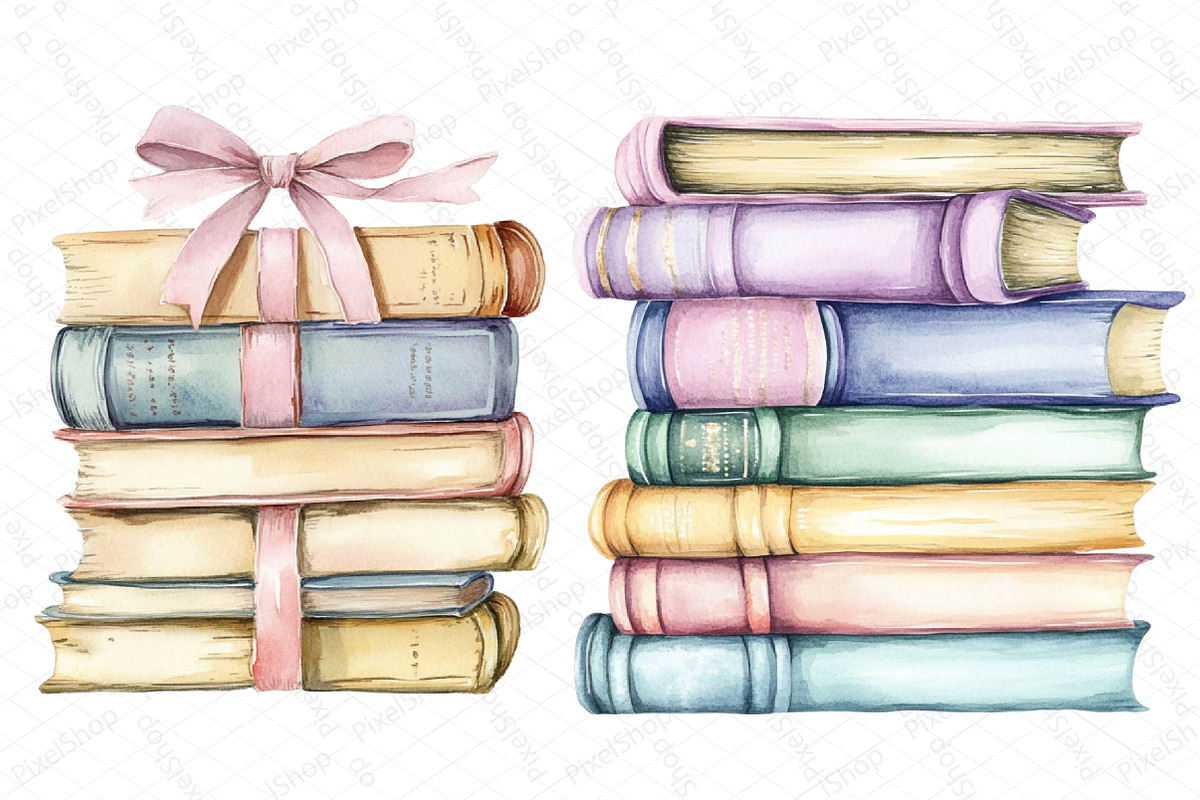 Watercolor Book Lover Clipart Bundle, an Illustration by DreamPrint404 (Photo 2 of 7)