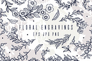 Floral engravings- botanical set, a Decorative Illustration by Moonflora (Thumbnail 1 of 6)