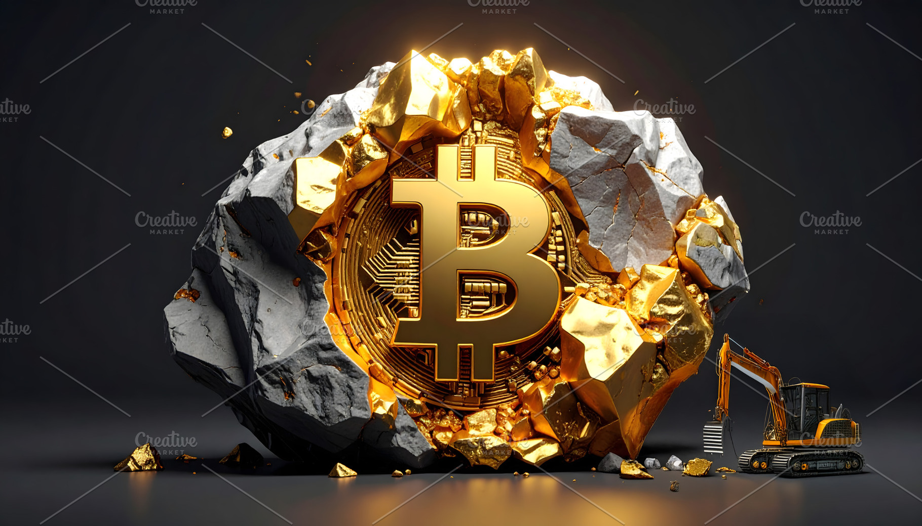 Bitcoin Mining Concept with Excavato, a Business Photo by Stock Shape