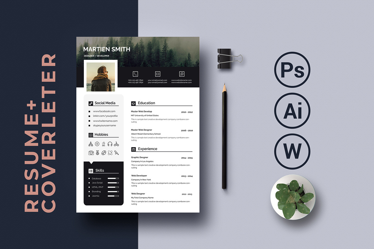 Modern Resume CV Template Design, a Resume Template by Blackcloud_Creations (Photo 8 of 8)