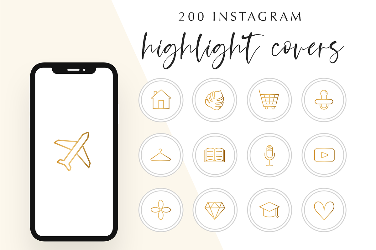 200 Instagram Story Highlight Icons, a Social Media Template by Blog&Glow (Photo 1 of 4)