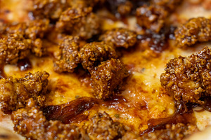 Meat pizza baked food crust dough meal pastry, a Food & Drink Photo by Photo Drive Studio