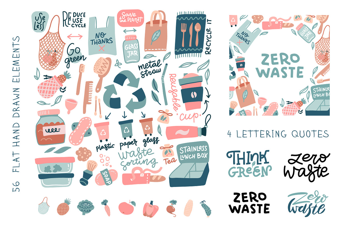 Zero Waste vector collection, an Illustration by Lana Sham (Photo 2 of 11)