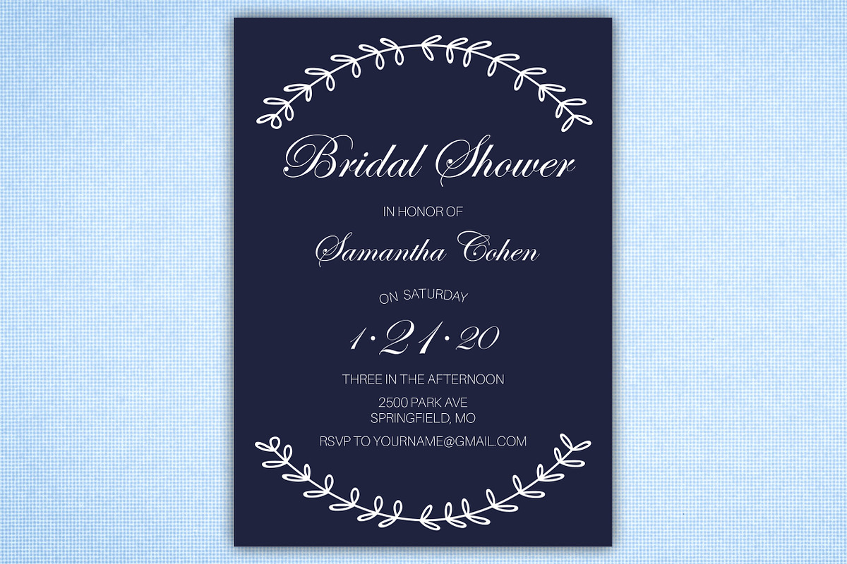 Elegant Blue Bridal Shower Invite, a Stationery Template by BF Studios (Photo 2 of 2)