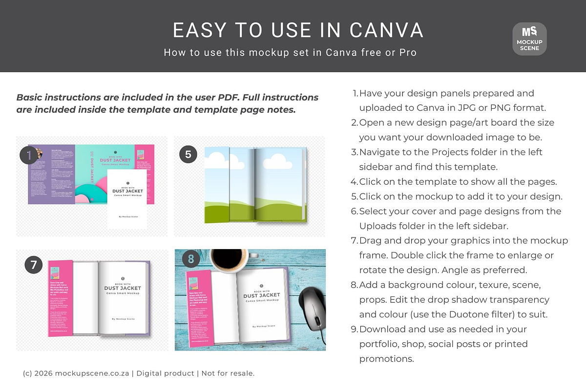 Book with Dust Jacket Canva Mockup, a Books & Magazine Mockup by Mockup Scene (Photo 5 of 13)