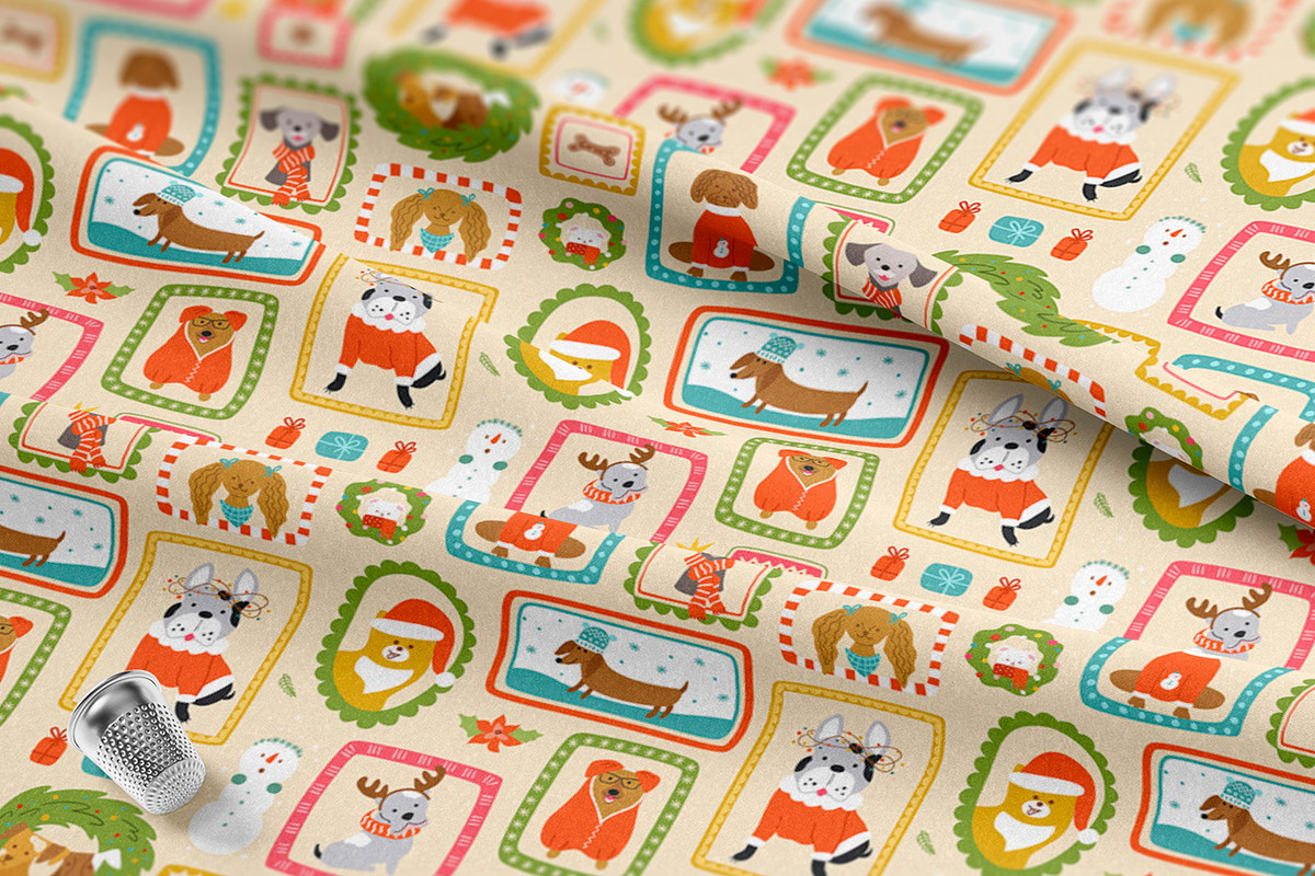 Pink Christmas dogs & bows, a Pattern Graphic by Tani Kuzminka (Photo 8 of 15)