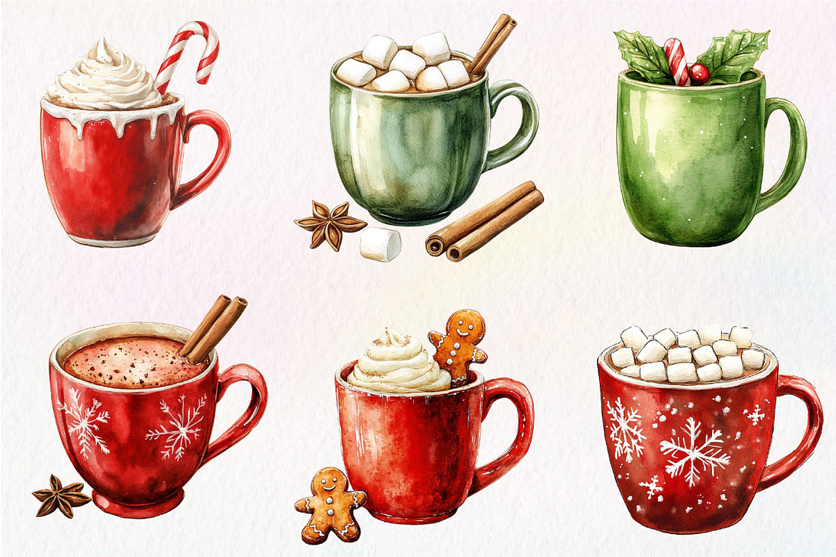 Cute Christmas Hot Cocoa Cup Clipart, an Illustration by Dream Creation (Photo 5 of 7)