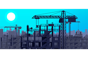 Construction Site Banner Silhouette