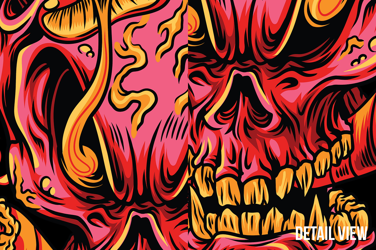 Meltdown Skull Illustration Template, an Object Illustration by badsyxn (Photo 3 of 5)