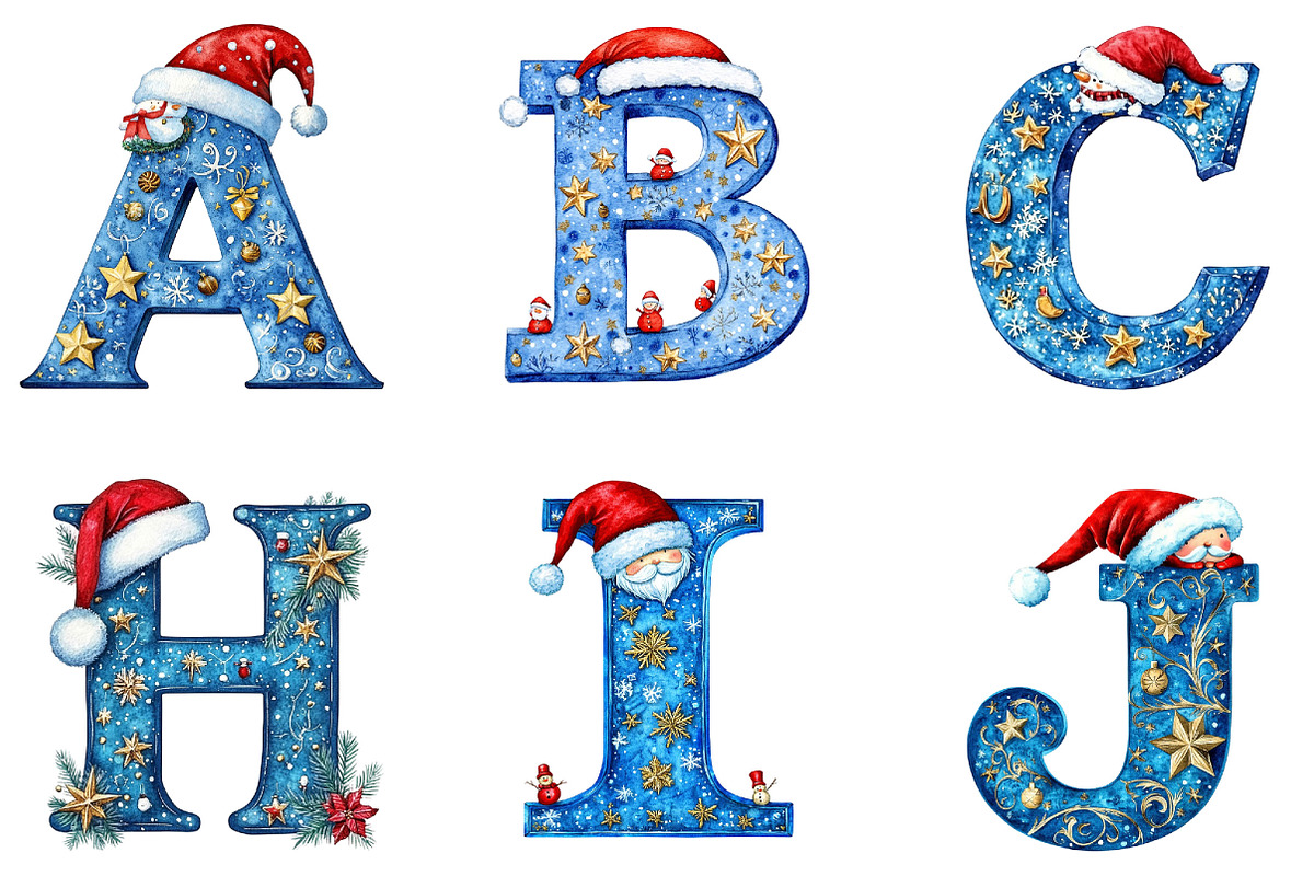 Blue Christmas Alphabet Clipart, a Seasonal Illustration by Designking (Photo 2 of 4)