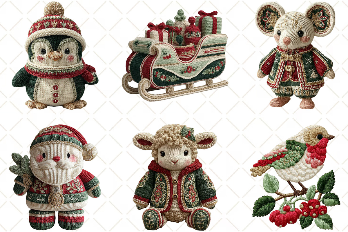 Crochet Christmas Clipart PNG, an Illustration by Black Bird Studio (Photo 6 of 6)