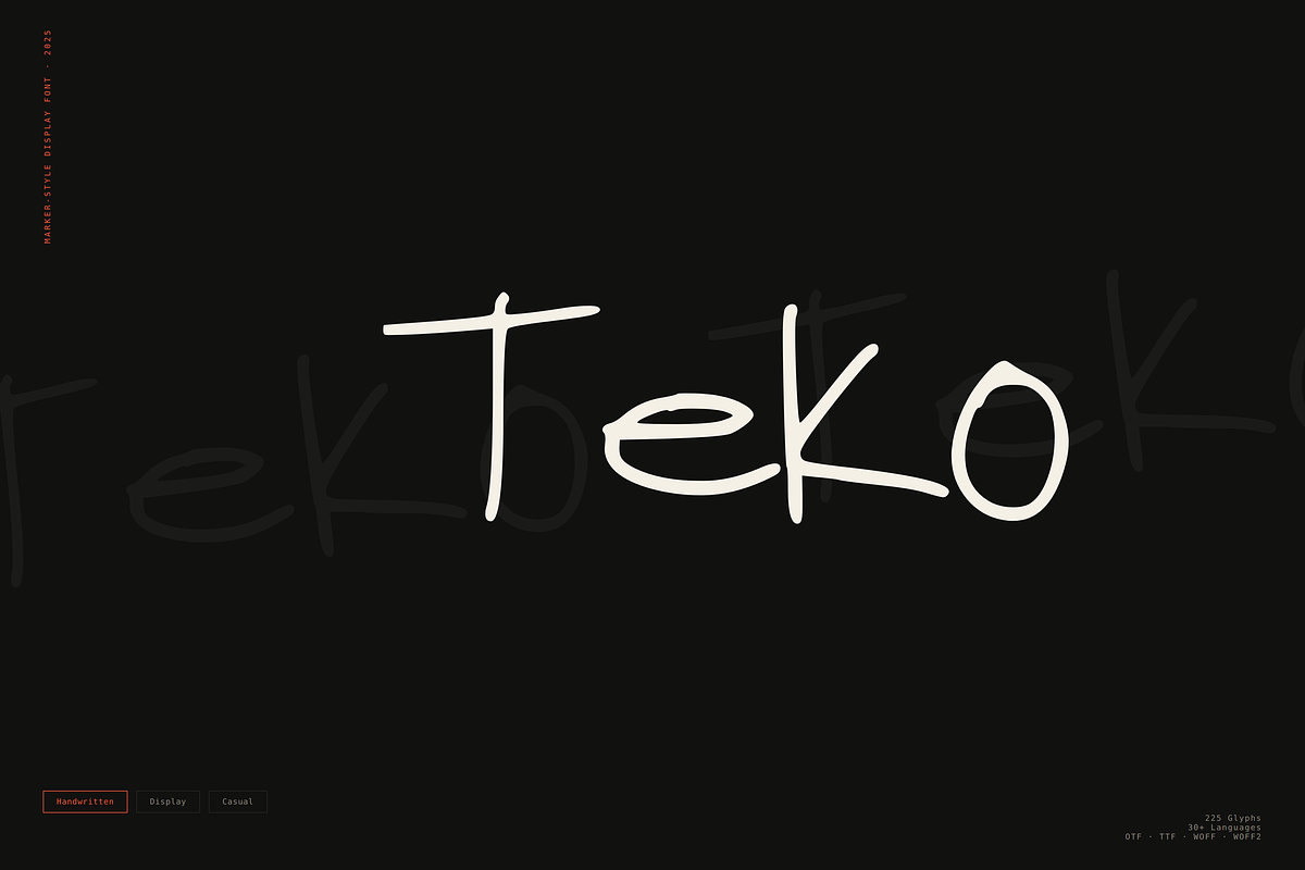 Teko — Marker-Style Display Font, a Handwritten Font by Lettra Studio (Photo 1 of 11)