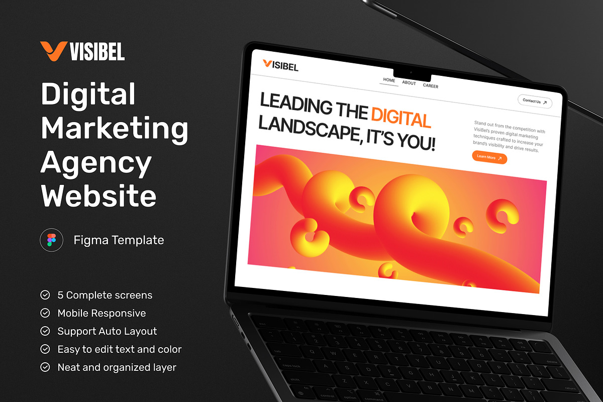 VisiBel - Digital Marketing Website, an UI Kit Template by peterdraw (Photo 1 of 7)