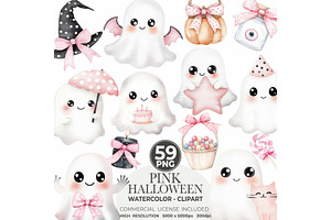 Cute Halloween Ghost and Pumpkin, a Seasonal Illustration by CharmClipart