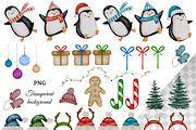 Cute Christmas Penguins Clipart Set, a Seasonal Illustration by ZabolotnaArt (Thumbnail 2 of 6)