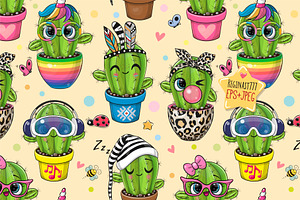 Seamless Pattern Cactus