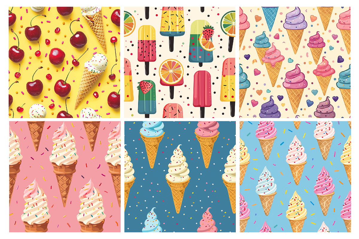 Summer Ice Cream Seamless Pattern, an Illustration by DreamArtGraphic (Photo 5 of 5)
