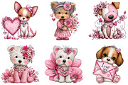Valentine’s Day Dog Coquette Clipart, an Illustration by DreamCafeArt (Thumbnail 3 of 6)