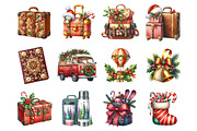 Christmas Travel Watercolour Clipart, a Graphic by CitraGraphics (Thumbnail 2 of 4)