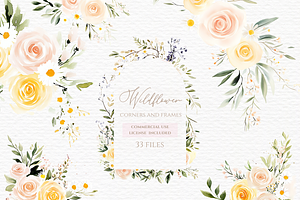 Wildflower frame corners clipart
