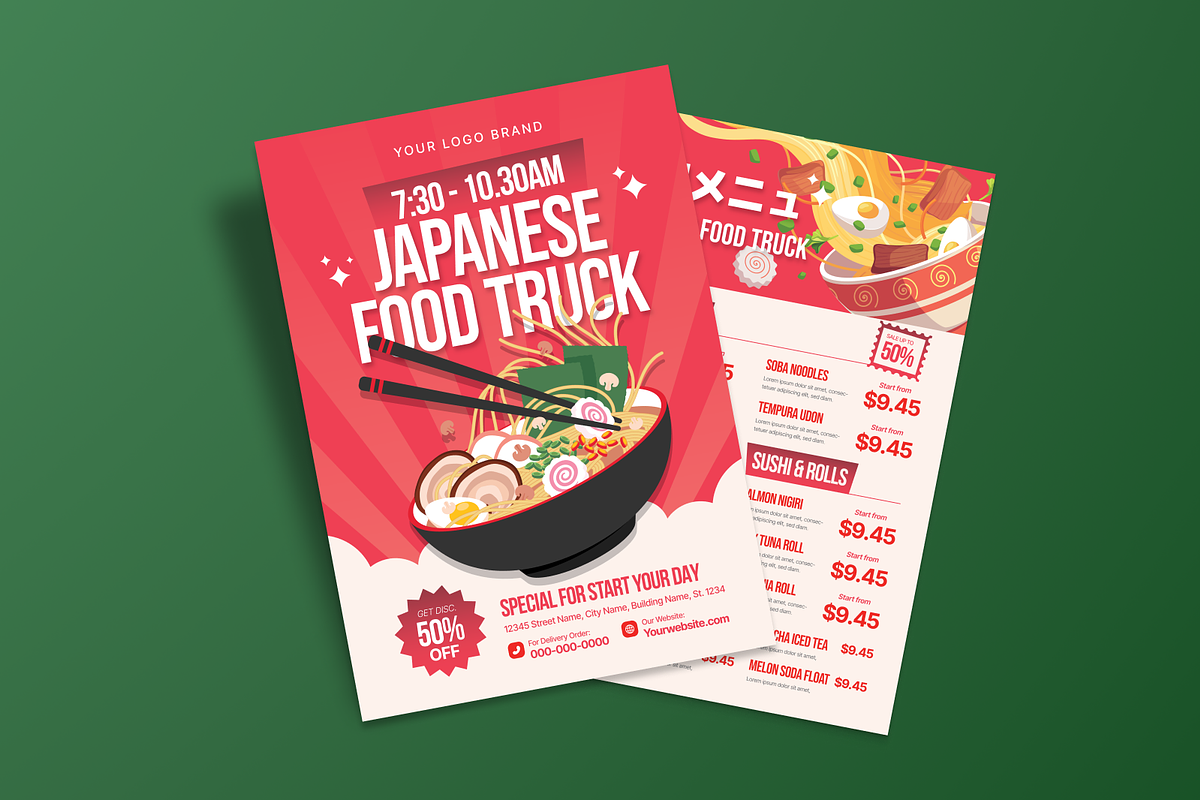 Japanese Food Truck Menu Flyer, a Flyer Template by MMPixelCraft (Photo 3 of 6)