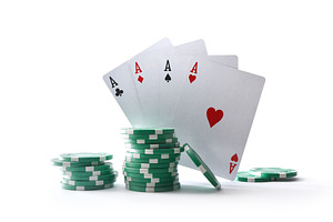Aces and chips for betting white isolated front, a Sports & Recreation Photo by Davizro's Market