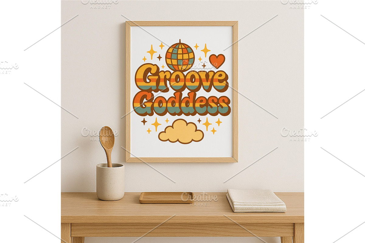 Groove Goddess Retro Wall Art 70s, a Background Graphic by LaseredNinja (Photo 3 of 7)