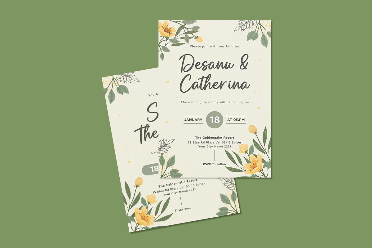 Linely Floral Wedding Invitation, an Invitation Template by iDoodle Studio (Photo 3 of 4)