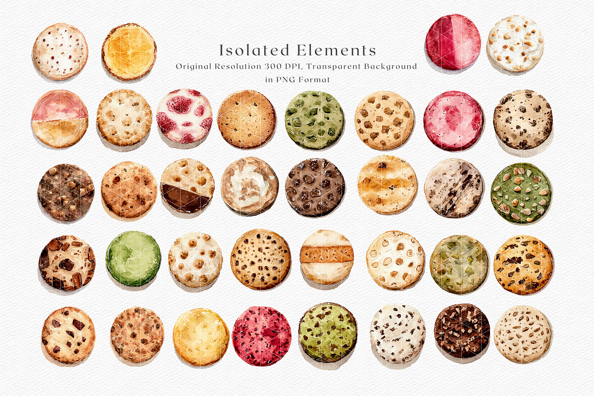 Watercolor Cookies & Biscuits, a Decorative Illustration by ThaismotaCreativeCo (Photo 5 of 8)