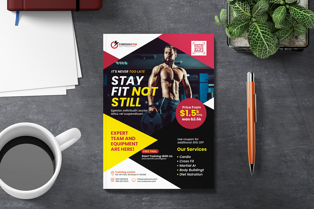 Fitness Trainer Flyer Templates, a Flyer Template by Creativpixl (Photo 2 of 8)