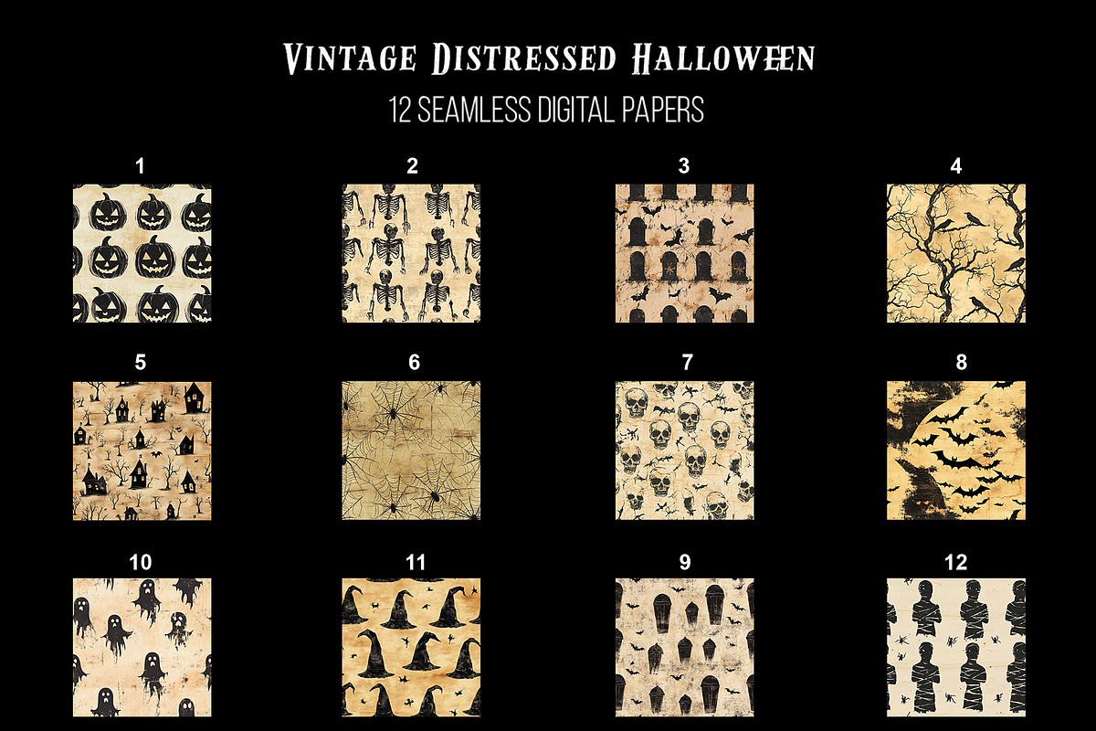 Vintage Halloween Digital Paper, a Pattern Graphic by Chromolume Studio (Photo 2 of 28)