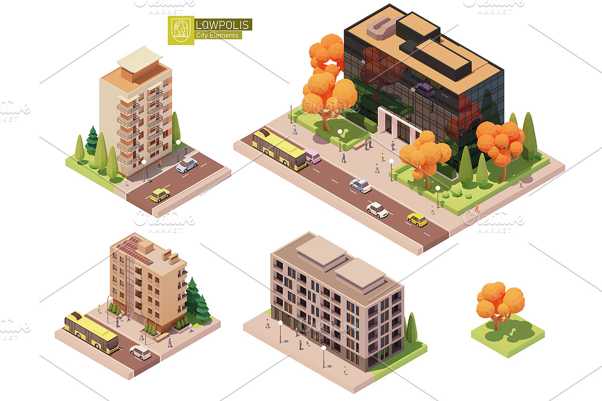 Isometric city map elements, an Object Graphic by tele52 (Photo 25 of 72)