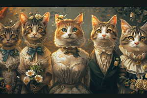 Cute cats dressed in various wedding, a Photo by LOGOCREATIVE
