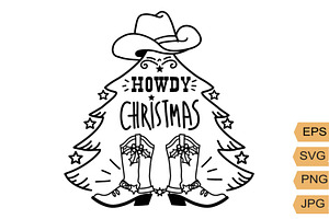 Cowboy Christmas SVG, PNG Howdy