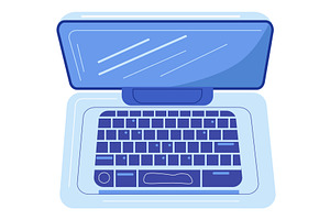 Computer laptop cartoon top view, a Technology Illustration by vectorpointstudio